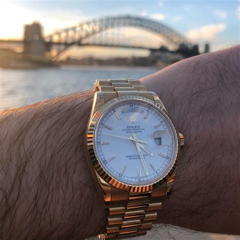 gold day date rolex vintage wrist|rolex day date 41mm gold.